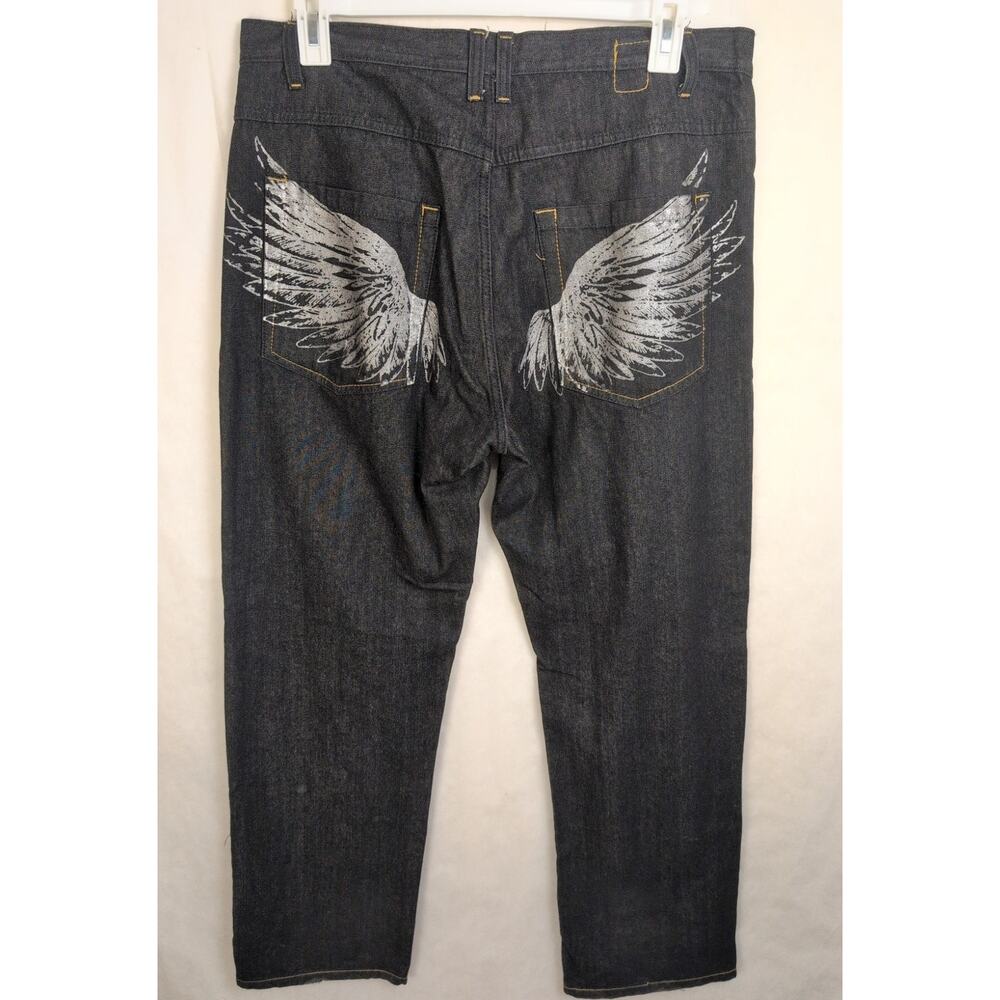 Vintage Kani Gold baggy wing pocket black jeans Size 36/34 Y2K Streetwear Retro